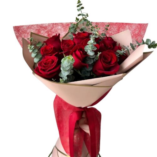 Amore mio Amore Mio - Bouquet de 12 Rosas y Eucalipto